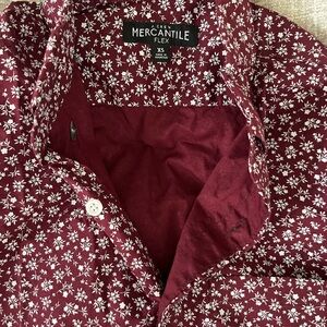 J. Crew Mercantile Flex Men's Burgundy Floral Button-Down Shirt